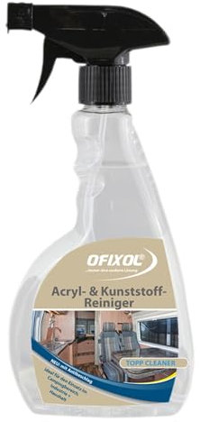 Ofixol® Acryl- & Kunststoffglasreiniger, 500 ml Sprühflasche – Antistatischer Reiniger für Plexiglas und Kunststoff, verhindert Spannungsrisse, macht stumpfe Flächen wieder glatt
