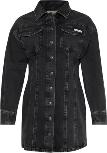Calvin Klein Robe en Jean Femme Denim Mini Essential Manches Longues, Noir (CK Essential Black), M