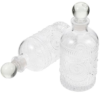HOMOCONO 200ml Vintage Floral Glass Diffuser Bottles 2pcs Set Aroma Air Purifier Decorative Storage Jars for Home