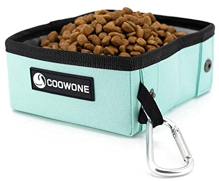 Comedero plegable portátil para perros de viaje, 2 unidades, a prueba de fugas, para perros grandes, medianos, pequeños, gatos y mascotas (verde)