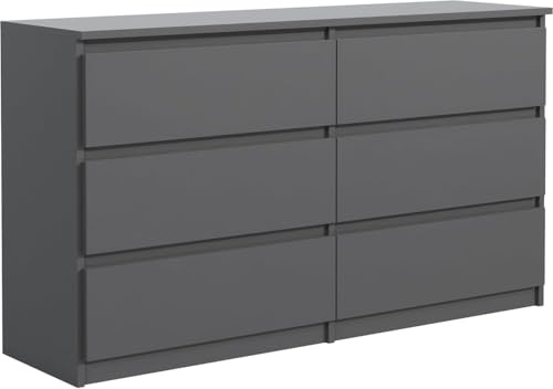 meble masztalerz Cassettiera Camera da Letto con 6 Cassetti - Credenza Soggiorno - Moderna Comò - Cassettiera Alta - Mobiletto con Cassetti - Antracite 138,5 x 39 x 78,5 cm