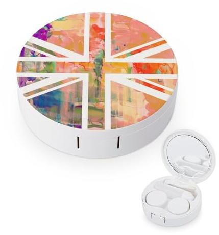 fkgvwo Contact Lens Container Union Jack Travel Contact Lens Box with Mirror Tweezers Solution Bottle