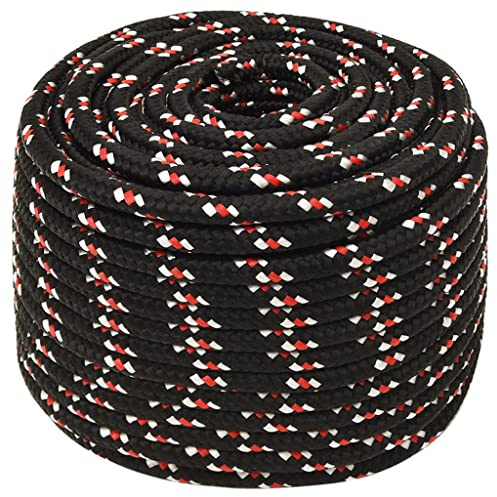 Corde de bondage - Corde à linge en polypropylène - Noir - 14 mm - 25 m - Pour jardin, bricolage, décoration, groupage et camping