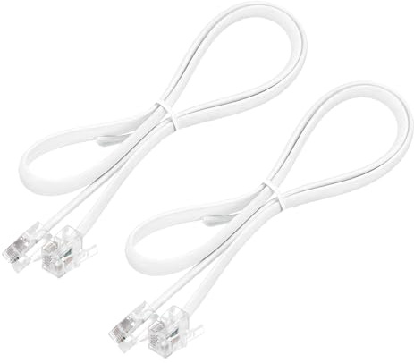 QUARKZMAN 2-pack telefonkabel, 1,6 fot telefonkabel RJ12 6P6C Male-to--Male rak kabel för lyssnare hemma, på kontoret, vit