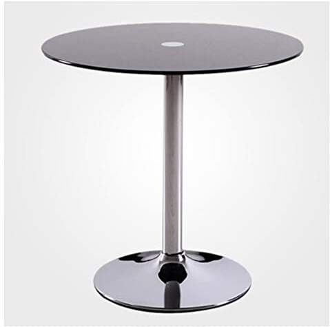 Moderno tavolo da pranzo rotondo in vetro, 60/70/80 cm, elegante tavolo da bistrot per 2-4 posti, base cromata, piano nero, perfetto per la colazione e la sala da pranzo