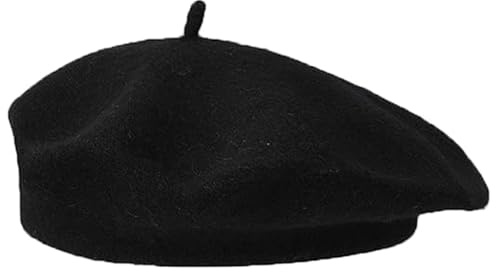 1 Pcs Black Beret Hat for Men and Women, Classic French Style Fashion Accessory for Daily Wear and Outdoor Activities, Unisex Adjustable Beret