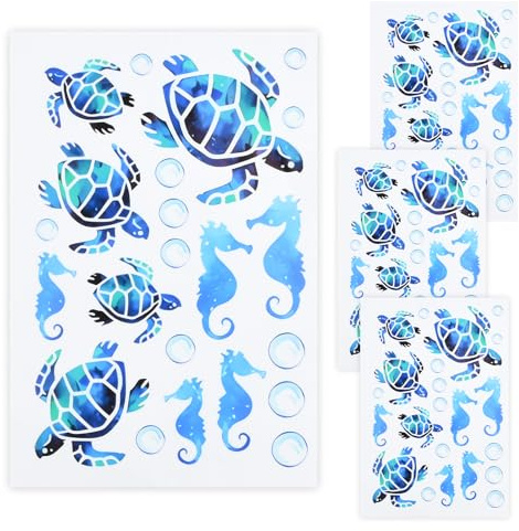 88 PCS Stickers Vinile Impermeabili Tema Oceano, Adesivi Murali Tartaruga Marina, Decalcomanie Removibili Per Bagno, Camera Bambini, Soggiorno, Decorazioni Parete