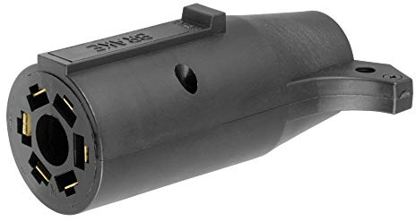 CURT 57661 7-Way RV Blade Vehicle-Side to 6-Way Round Trailer Wiring Adapter, Center Pin Brake Lights