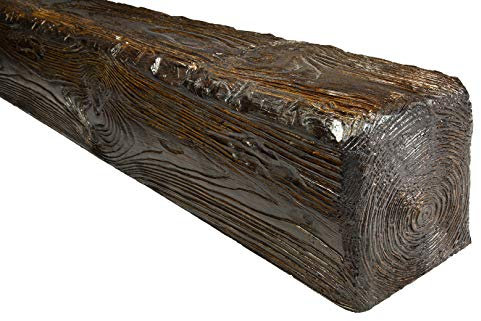 DECO WOOD Deckenbalken EQ004 aus Polyurethane, 2m Länge, PU Balken Holzoptik (dunkelbraun - 17x19cm) Verzierung Lampe Kabelkanal Scheinbalken