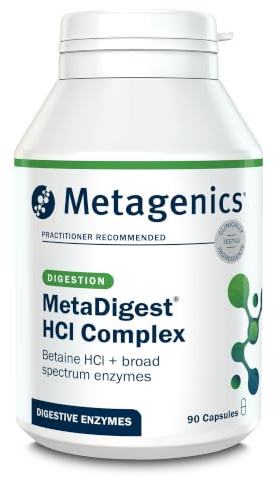 Metagenics MetaDigest HCI Complex, Digestive Enzymes - 90 Capsules | Advanced gastric formula containing glycine and taurine to support healthy stomach balance and nutrient absorption