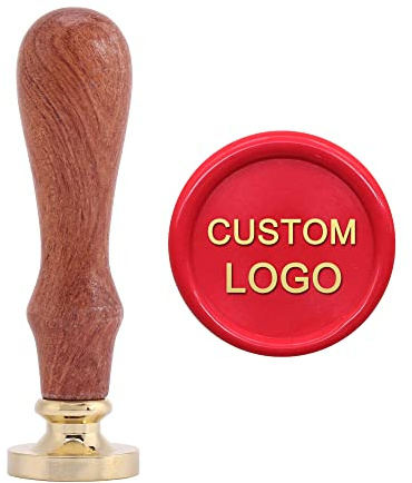 Mogoko Customized Wax Seal Stamp,Your Personalized Logo Design Custom Picture Photo Engraved Brass Copper Sealing Stamp with Wooden Handle