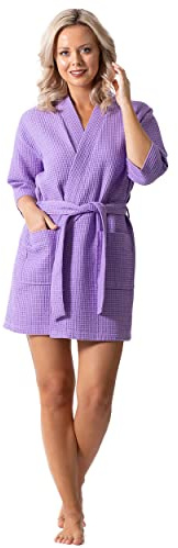 Turkish Linen Lightweight Waffle Knit Bath, Spa & Bridesmaids Kimono Short Robes for Women - Quick Dry & Soft