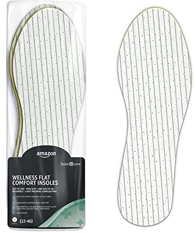 Amazon Basic Care - Plantillas para zapatos planos bienestar y confort - 3 pares (tamaño: 22-46), Blanco