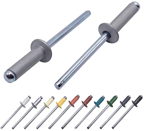Confezione da 400 rivetti ciechi verniciati 4,0 x 14 mm, testa a cupola, DIN 7337, rivetti in alluminio e mandrino in acciaio, rivetti pop (400, alluminio bianco RAL 9006)