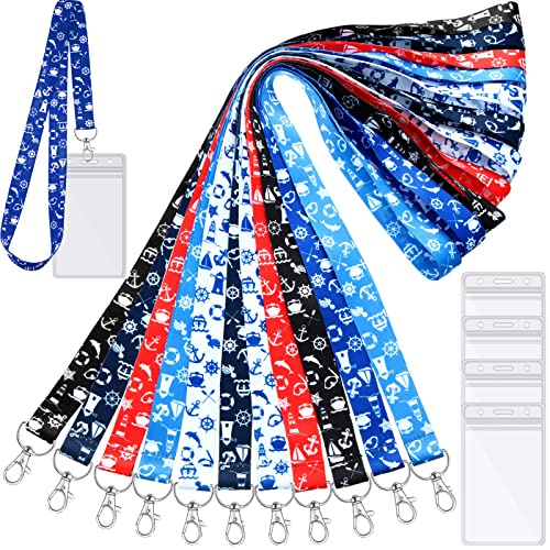 Tudomro 12 Pack Cruise Lanyard for Ship Cards Cruise Lanyards with Waterproof ID Holder Lanyard Ships Key Cards Ship Essentials Card Holder Women Men Accessories(Multicolor)