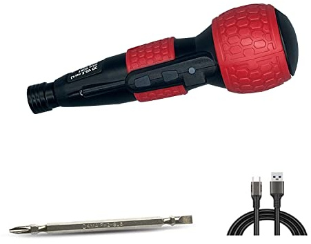 SHENHAOXU 3.6V Cordless Electric Screwdriver Rechargeable portable Mini Rotary Home Gadget，Automatic Manual all in one with LED Light and USB-C Charging Cable RED