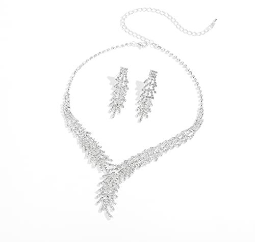 KONFEN Schmucksets für Damen - Premium Hochzeitsschmucksets -Strasssteine Brautschmuckset mit Halskette und Ohrring für die Braut - für Damen Mädchen Valentinstagsgeschenk