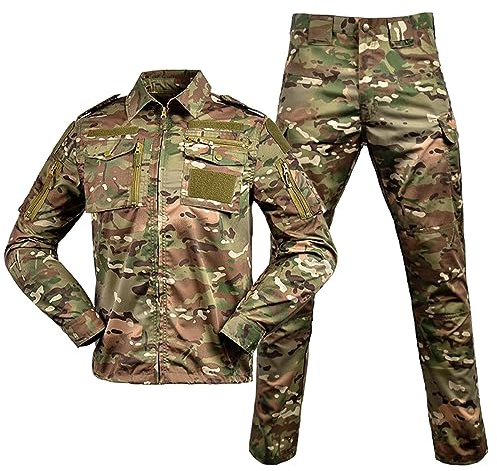 Duohropke Conjunto de uniforme táctico de camuflaje para hombre, 2 piezas, conjunto de ropa táctica al aire libre, conjunto de combate militar, pantalón de rana, uniforme del ejército, ropa de caza