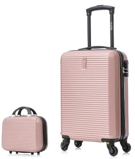 CELIMS - Set Valigie | Valigia Picolla + Beauty Case da Viaggio | Valigia 10 kg | Trolley Piccolo | Approvato EasyJet, Ideale per Bambini e Adulti - Oro Rosa