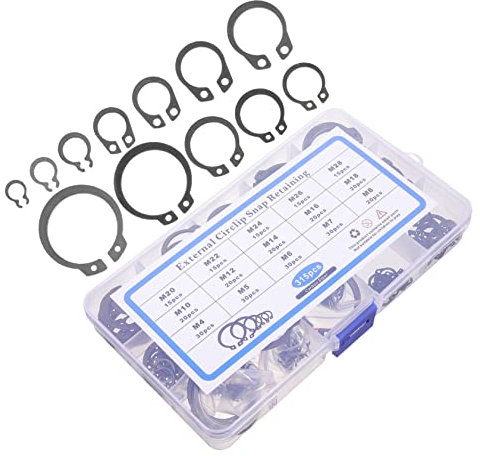 Juego de 315 arandelas de sujeción externas de acero inoxidable, anillos de clip, diferentes de presión, diferentes anillos de seguridad, anillos de sujeción