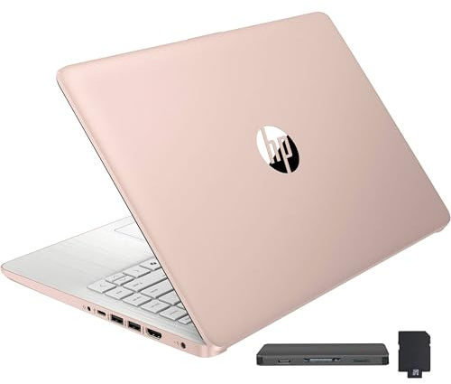 HP Stream 14 HD BrightView Laptop, Intel Celeron N4120, 16GB RAM, 416GB Storage (128GB eMMC + 288GB Docking Station Set), Intel UHD Graphics, 720p Camera, Wi-Fi, 1 Year Office 365, Win 11S, Gold