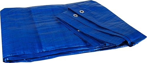 Bâche Schmith Bleu 65g 8x10m TARP Multifonctionnelle Renforcée avec œillets en Aluminium de Protection pour Meubles de Jardin, matériaux, Construction