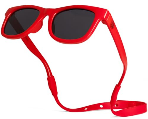 Gafas de sol polarizadas para bebé con correa, irrompibles, flexibles, para niños pequeños recién nacidos de 0 a 24 meses, Rojo -, Baby
