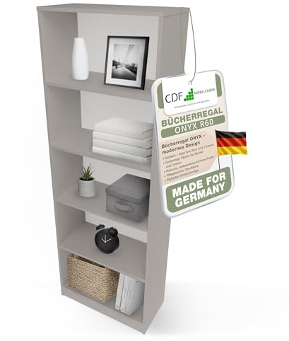 CDF Bibliothèque Ouverte Meuble à Case de Rangement avec Compartiments Colonne pour Bureau Salle à Manger Home Office Salon Livres Dossiers Décoration Chambre Modern Vertical - Argile 60 cm