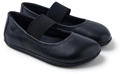 GIOSEPPO Barefoot,Modelo Corunna Bailarinas de Piel para niña .Elástico en el Empeine .Respetando el Crecimiento Natural del pie .Piso Flexible y torsionable .Drop Cero .Plantilla extraíble