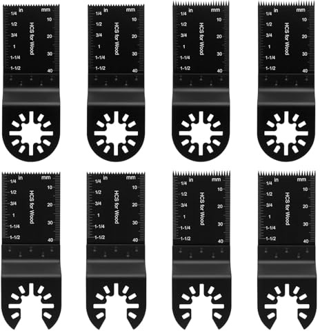 8 hojas de sierra multiherramienta de metal (4 tipos de 8 piezas), hojas de sierra Multimaster de 34 mm – Hojas de sierra de madera de alta calidad, plástico y metal blando, compatibles con Bosch