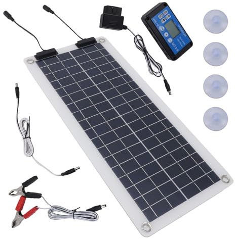 Chargeur Solaire - Chargeurs De Batterie pour Auto | Maintien De Charge Batterie Voiture | Mainteneur De Chargeur Baterie d'entretien 100 W | Mainteneur De Solaire, Double Sortie,