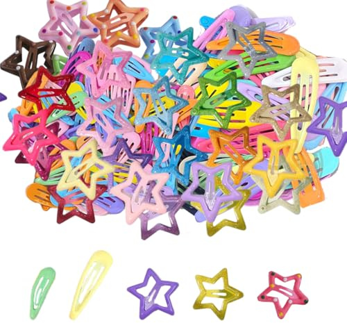 ROKZELT Fermagli per Capelli a Scatto, 100 Pezzi Mollette Bambina Donna 5 cm, Pinzette Per Capelli, Mollette a Scatto Antiscivolo, Piccoli Accessori per Capelli