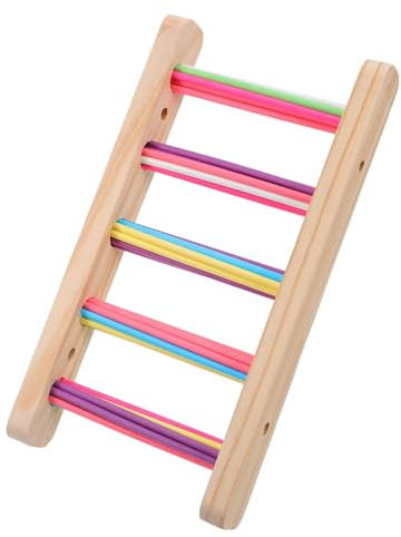 Milisten Set 3 Pezzi Scala per Pappagalli in Legno Colorato Ponte Sospeso e Trespolo Integrato per Gabbia Gioco Arrampicata e Attività Fisica per Uccelli Domestici