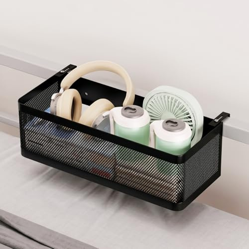 Bunk Bed Shelf, Bedside Hanging Storage Baskets for Bedroom,Hall,Cot Rails | Adjustable Hanging, No Drilling, Mesh Basket, Large Capacity, Max.Load 15KG,Detachable,Carbon Steel,Space Saving,Large