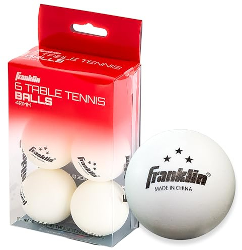 Franklin Sports Three Star Ping Pong Balls - Official 40mm - 6 Pack - White