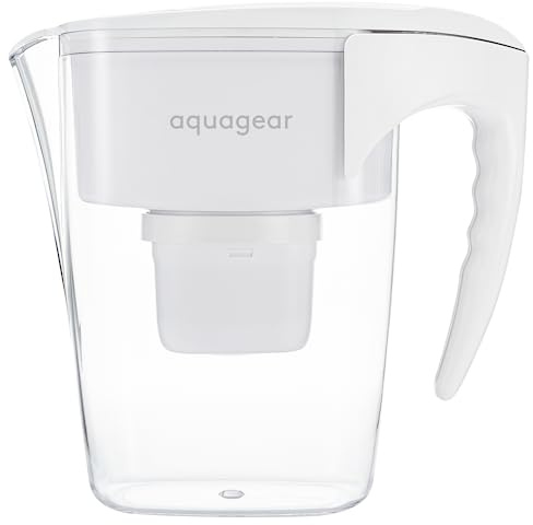 Aquagear Water Filter Pitcher – Lead, Chlorine, PFOA/PFOS, Microplastics Filter, 10 Cup, 120 Gallon Filter Life - Filter Media Made in USA