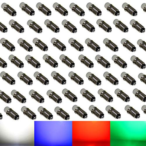 100 bombillas LED E5,5, 12 V, luz blanca fría, azul, verde, rojo (verde)