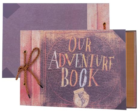 AIOR Photo Album Scrapbook Adventure Book Scrap Book 80 Pages, DIY Handmade Family Retro Memory Book Wedding Guestbook Anniversary Birthday Gifts (A)