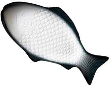 Cabilock Fischteller Porzellan Fischplatte Keramik Fisch Kreative Porzellan Servierteller Snack Tablett für Restaurants nach Hause Grauschwarz 39cm