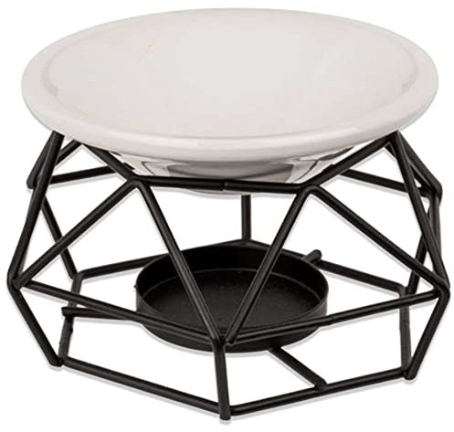 mtb more energy Deko Metall Teelichthalter Duftlampe (schwarz) mit Keramikschale - Höhe 8 cm - Dekoration Duftlicht Aromalampe