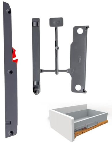 Chiusura Soft Rallentata per Cassetti in Legno con Guide a Rulli Rotella - Kit Ammortizzatore Universale per Cassetti con Guide a Rulli Rotella.