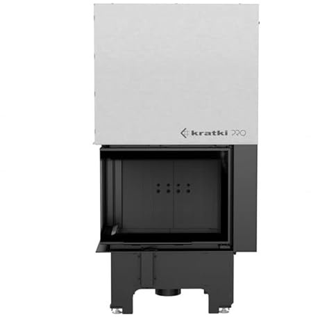 KRATKI VNL 610/430 Inserto per caminetto a legna con presa d'aria Conforme BImSchV 2 9 kW Efficienza termica 82% Porta a ghigliottina in acciaio con Thermotec nero Sinistra 140 x 73 cm