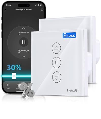 HEUXGIR Interruptor Persiana WiFi Porcentual,Temporizador Inteligente Para Persianas Compatible con Alexa y Google Assistant, 2.4GHz(Necesita Cable Neutro) (2)