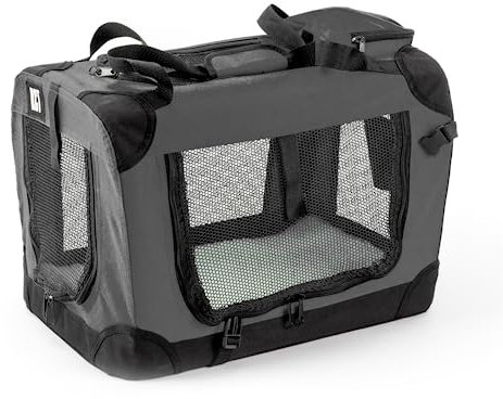KCT Small Grey Fabric Pet Carrier Crate Travel Transport Bag for Cats and Dogs