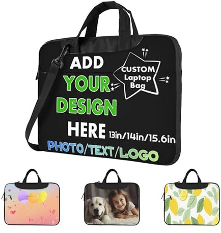 Melbrakin Borsa a Tracolla per Laptop Personalizzata con Foto/Testo/Logo, Valigetta da Lavoro Personalizzata Custodia Protettiva Borsa a Tracolla con Manico Borsa da Trasporto per Donna e Uomo