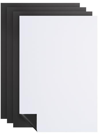 PATIKIL Papel de Pizarra Adhesiva 4 Unidades de 12 x 8 Pegatinas de Pizarra Flexible A4 para Pared con Ángulo Recto para Nevera y Oficina Blanco