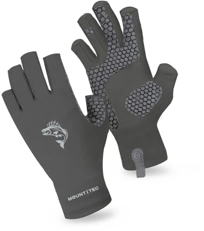 MOUNT TEC Unisex Breathable Summer UV Protective Fingerless Gloves UPF 50+ Cool Sunblock Glove for Sailing Golfing Boating Fishing (Charcoal,L)