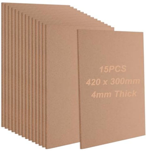 AHAQU 15 tableros de madera MDF A3 de 4 mm de grosor, tablero de proyectos de manualidades, hojas en blanco MDF de 42 x 30 cm para pintura, modelado, grabado, calado, artes