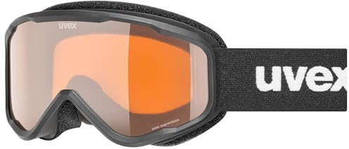uvex speedy nova - leichte, stylische Skibrille mit Anti-Fog-Beschichtung und oranger Tönung für eine bessere Konturenwahrnehmung für Kinder - black/lasergold - one size