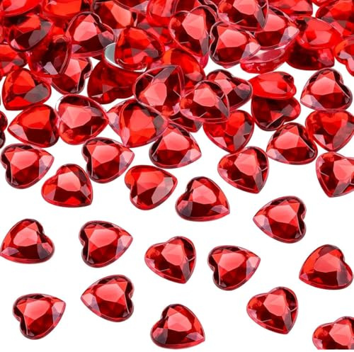 YAZWUR 200 pezzi Cristalli Cuore Decorazione San Valentino, Cuoricini Decorativi e Cristallo Cuore in Acrilico per Tavoli da Matrimonio, Riempitivo per Vasi (12 mm) (Rosso)